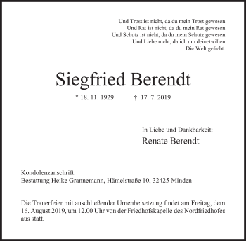 Traueranzeigen Von Siegfried Berendt Trauer Mt De