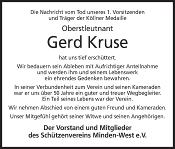 Traueranzeigen Von Gerd Kruse Trauer MT De