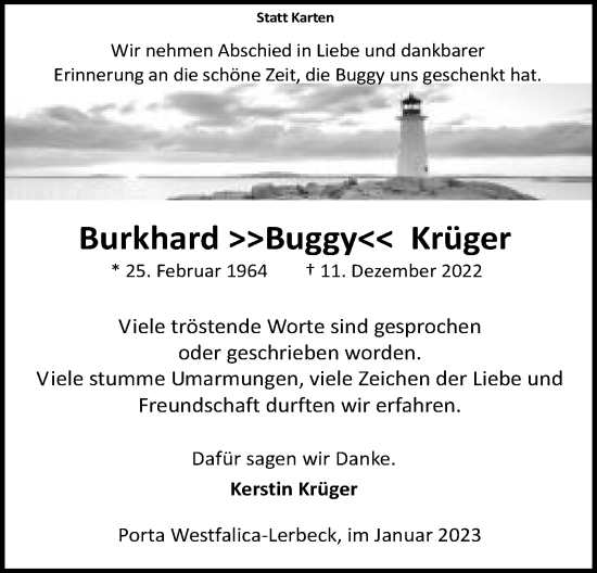 Traueranzeigen von Burkhard Krüger Trauer MT de