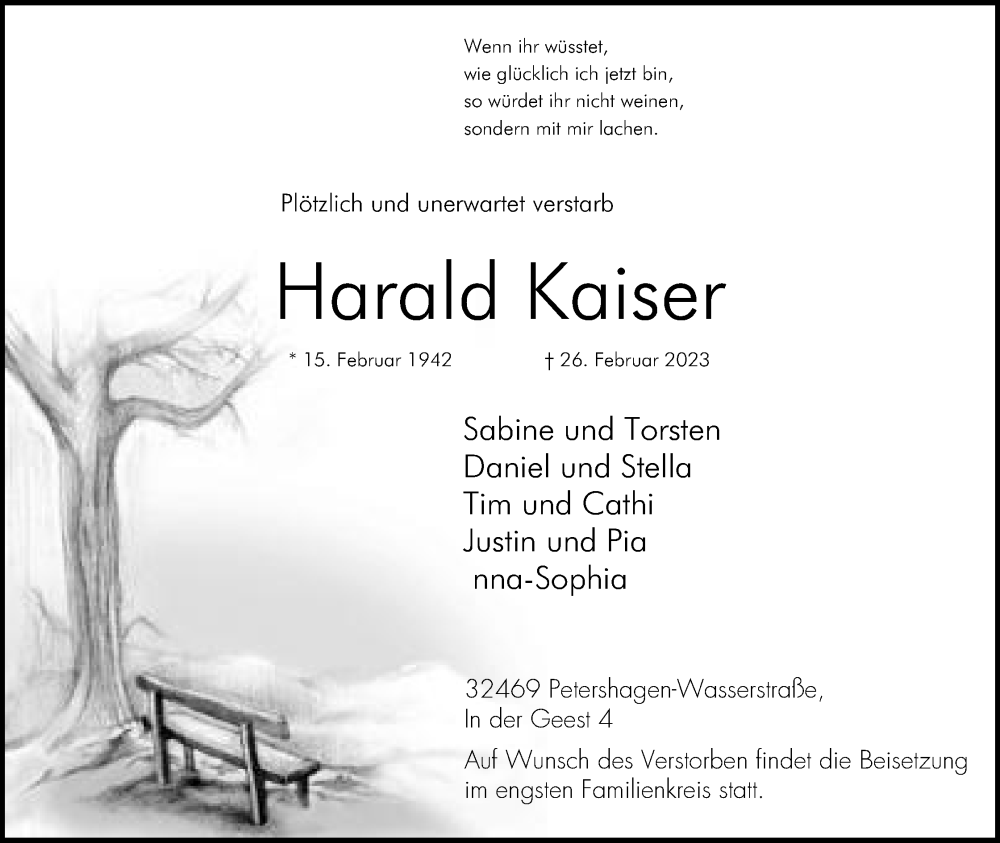 Traueranzeigen Von Harald Kaiser Trauer MT De