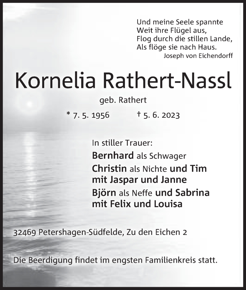 Traueranzeigen Von Kornelia Rathert Nassl Trauer MT De