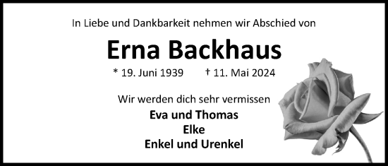 Anzeige von Erna Backhaus von 4401
