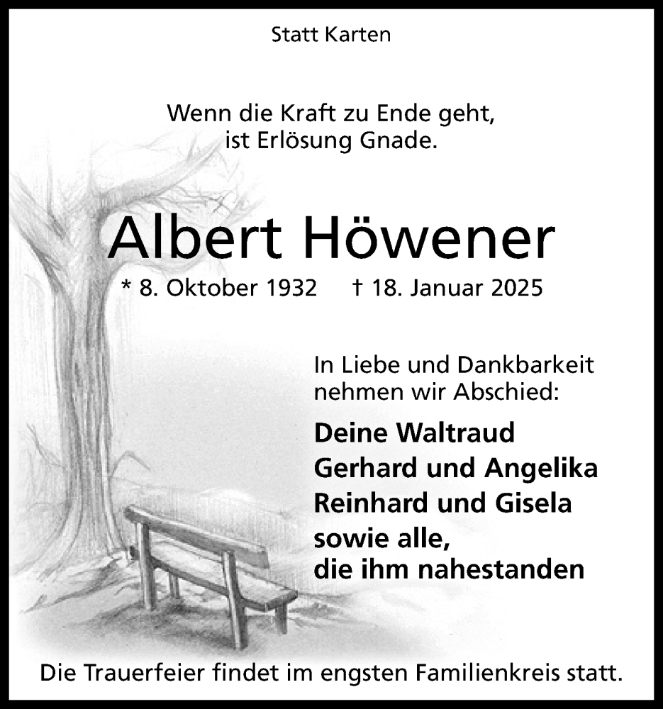 Traueranzeigen Von Albert H Wener Trauer Mt De