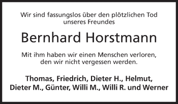 Anzeige von Bernhard Horstmann von Mindener Tageblatt