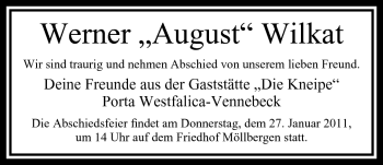 Anzeige von Werner Wilkat von Mindener Tageblatt