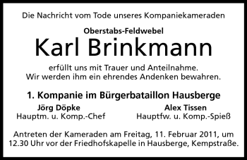 Anzeige von Karl Brinkmann von Mindener Tageblatt