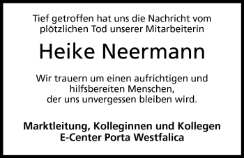Anzeige von Heike Neermann von Mindener Tageblatt