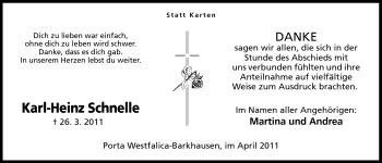 Anzeige von Karl-Heinz Schnelle von Mindener Tageblatt