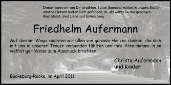 Anzeige von Friedhelm Aufermann von Mindener Tageblatt