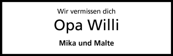 Anzeige von Willi Südmeier von Mindener Tageblatt