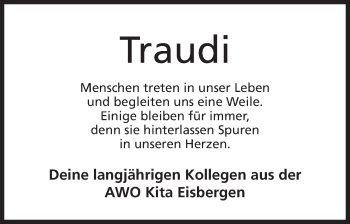 Anzeige von Traudi  von Mindener Tageblatt