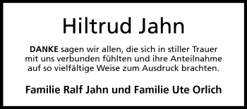 Anzeige von Hiltrud Jahn von Mindener Tageblatt