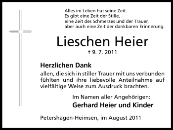 Anzeige von Lieschen Heier von Mindener Tageblatt