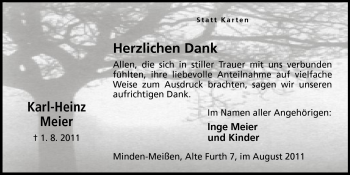 Anzeige von Karl-Heinz Meier von Mindener Tageblatt