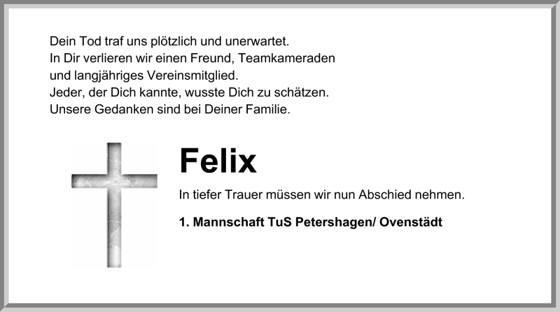  Traueranzeige für Felix Brand vom 14.10.2011 aus Mindener Tageblatt