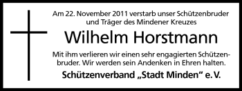 Anzeige von Wilhelm Horstmann von Mindener Tageblatt