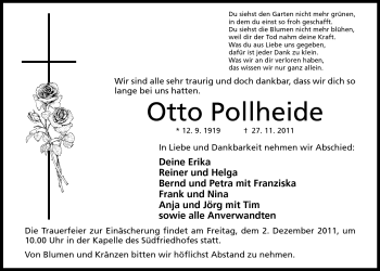 Anzeige von Otto Pollheide von Mindener Tageblatt