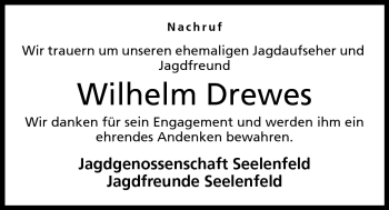 Anzeige von Wilhelm Drewes von Mindener Tageblatt