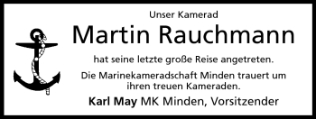 Anzeige von Martin Rauchmann von Mindener Tageblatt