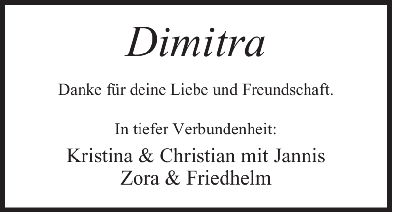  Traueranzeige für Dimitra Greiling vom 30.12.2011 aus Mindener Tageblatt