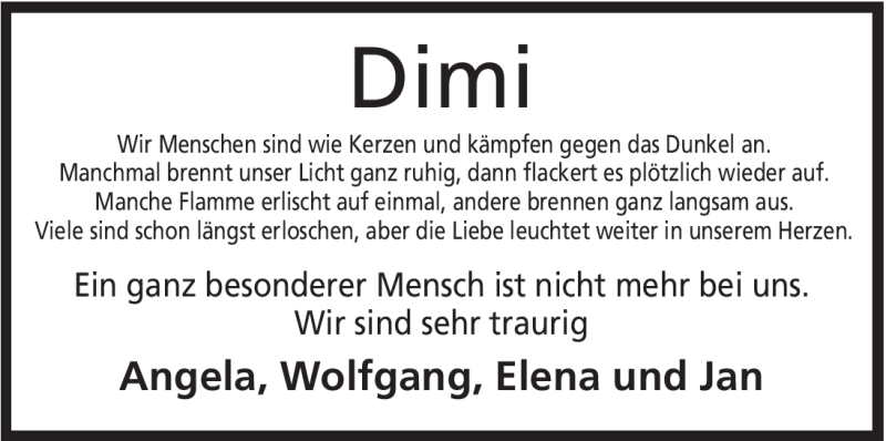  Traueranzeige für Dimitra Greiling vom 31.12.2011 aus Mindener Tageblatt