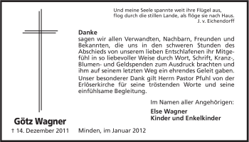 Anzeige von Götz Wagner von Mindener Tageblatt