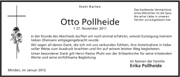 Anzeige von Otto Pollheide von Mindener Tageblatt