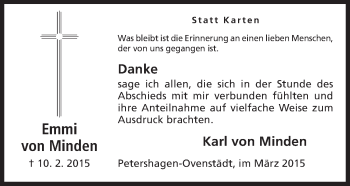 Anzeige von Emmi von Minden von Mindener Tageblatt