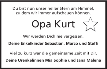 Anzeige von Kurt Markfritz von Mindener Tageblatt