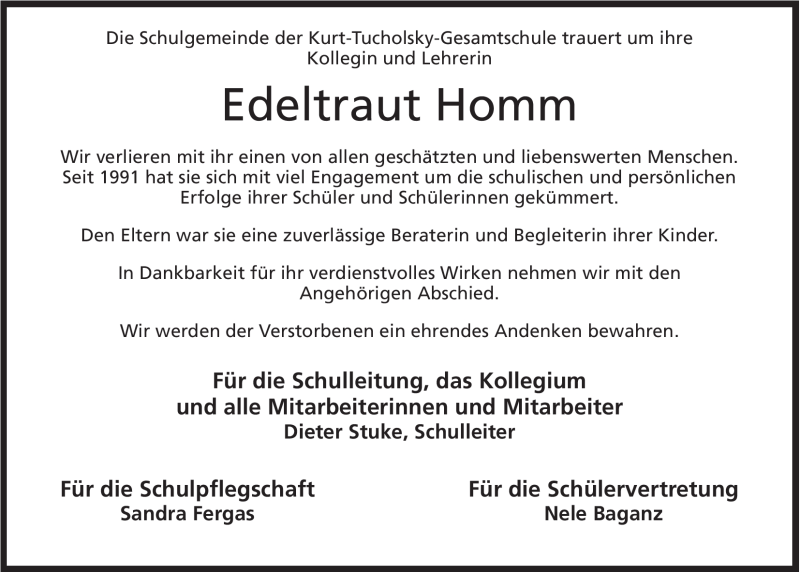  Traueranzeige für Edletraud Homm vom 27.03.2012 aus Mindener Tageblatt