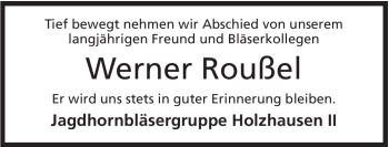 Anzeige von Werner Roußel von Mindener Tageblatt