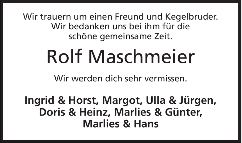  Traueranzeige für Rolf Maschmeier vom 19.05.2012 aus Mindener Tageblatt