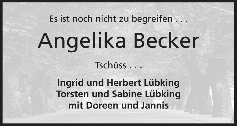  Traueranzeige für Angelika Becker vom 21.03.2015 aus Mindener Tageblatt