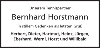 Anzeige von Bernhard Horstmann von Mindener Tageblatt