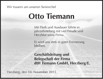 Anzeige von Otto Tiemann von Mindener Tageblatt