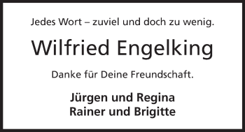 Anzeige von Wilfried Engelking von Mindener Tageblatt