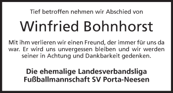 Anzeige von Winfried Bohnhorst von Mindener Tageblatt