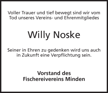 Anzeige von Willy Noske von Mindener Tageblatt