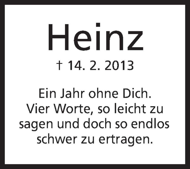  Traueranzeige für Heinz Viebranz vom 14.02.2014 aus Mindener Tageblatt