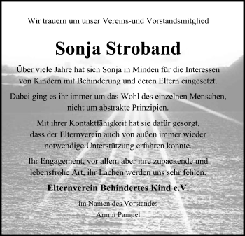 Anzeige von Sonja Stroband von Mindener Tageblatt