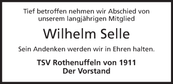Anzeige von Wilhelm Seile von Mindener Tageblatt