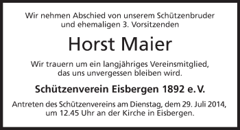 Anzeige von Horst Maier von Mindener Tageblatt