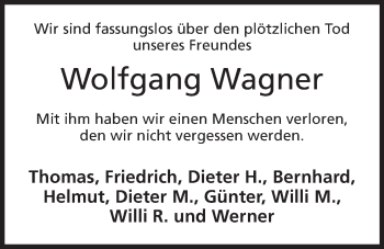 Anzeige von Wolfgang Wagner von Mindener Tageblatt