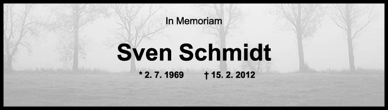  Traueranzeige für Sven Schmidt vom 15.02.2013 aus Mindener Tageblatt