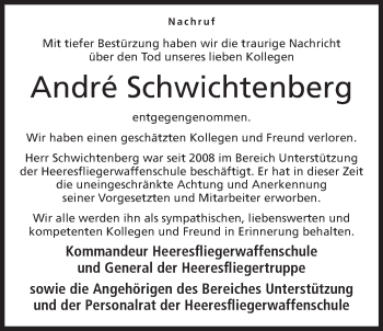 Anzeige von André Schwichtenberg von Mindener Tageblatt