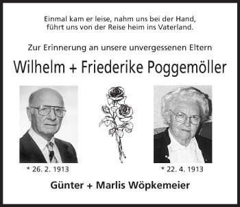 Anzeige von Wilhelm und Friederike Poggemöller von Mindener Tageblatt