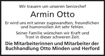 Anzeige von Armin Otto von Mindener Tageblatt