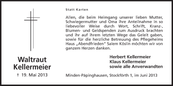Anzeige von Heinrich Kellermeier von Mindener Tageblatt