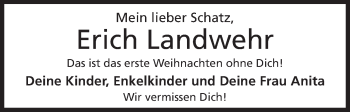 Anzeige von Ehrich Landwehr von Mindener Tageblatt