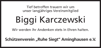 Anzeige von Biggi Karczewski von Mindener Tageblatt